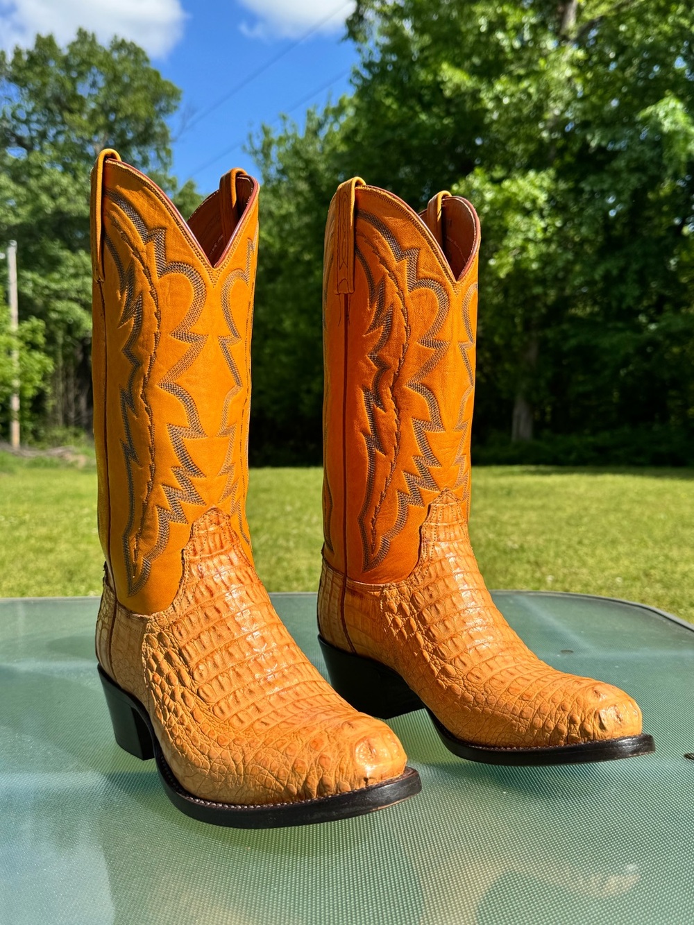 Vintage Lucchese 2000 Men’s Exotic Cowboy Boots Size 7.5 EE Caiman T3037.R4 USA